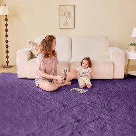 OPPODREAM 6ft Purple Circle Rug for Bedroom, Ultra-Soft Round Rugs 6-ft for Living Room, Fluffy Carpet for Nursery, Kids, Girl, Boy, Baby, Plush, Fuzzy, Shag, Shaggy, Cute Home Decor