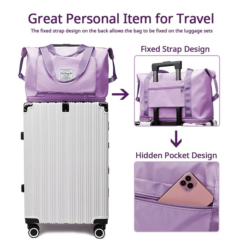Jahomieo Large Capacity Foldable Travel Bag, Expandable Waterproof Carry on