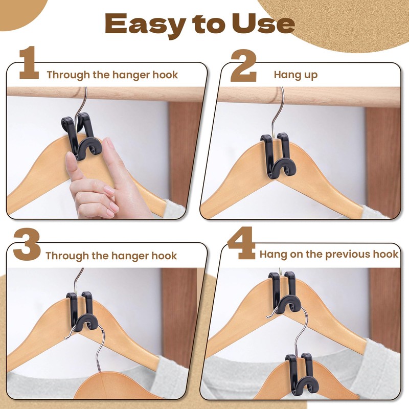 Mlici Clothes Hanger Connectors - 60 Pcs Multi-Level Cascading Hooks,