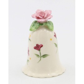 Fine Porcelain Mini Rose Bell, 3-1/4" H