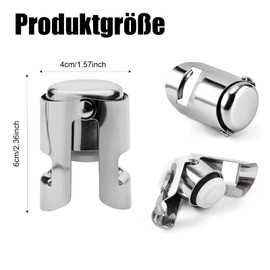 Pack of 2 Champagne Stoppers, Bottle Stopper for Champagne Bottles, Champagne Bottle Stopper for Leak-Proof Keeps Fresh (Silver)