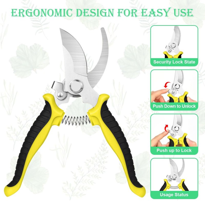 OFFCUP Garden Secateurs, Florist Scissors, Bypass Pruning Shears Professional Secateurs