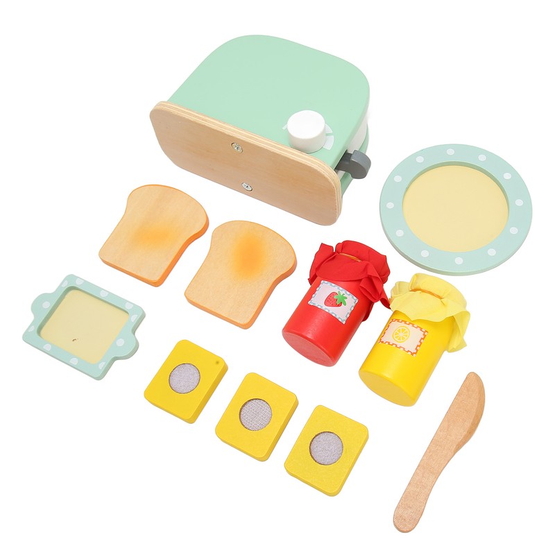 Toaster Toy Set Safe Durable Solidwood Round Edges Hand Eye