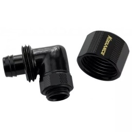 Koolance Rotary Elbow Fitting for 10mm x 16mm (3/8in x 5/8in), Black, 2pk