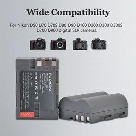 EN-EL3e Battery 2-Pack 2200mAh and Dual USB Charger Compatible with forNikon D50, D70, D70s, D80, D90, D100, D200, D300, D300S, D700 Digital SLR Cameras