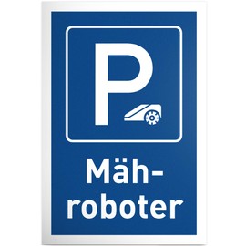 DankeDir! Parking Robotic Lawnmower Sign 30 x 20 cm Funny Sign for Garden and Lawns Weatherproof and Durable Lawn Mower Robot Lawn Robot