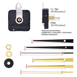 yufana Movement Quartz DIY Wall Clock, Silent Quartz Movement, DIY Wall Clock Movement Mechanism, DIY Wall Clock Movement Mechanism (Black, Gold 387)