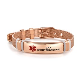 SBI Jewelry Dnr Medical Alert Bracelets for Women Men Rosegold Emergency Dnr Bracelets for Health Condition Jewelry for First Aid