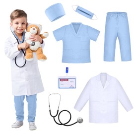 Antshouse Kids Doctor Costume Child Role Play Costumes Toddler Nurse Scrubs with Accessories Blue