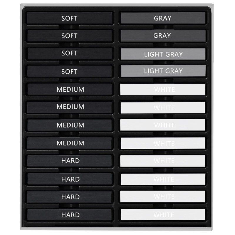 Dlicoda 24 Pcs Compressed Charcoal Sticks with Soft, Medium, Hard