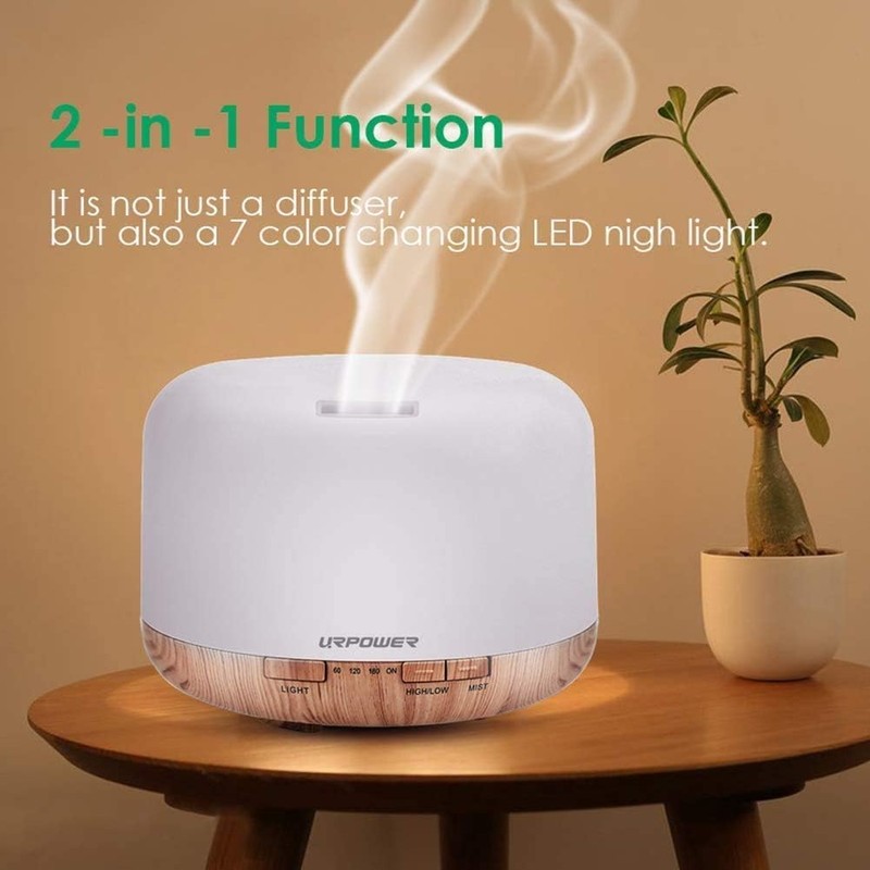 URPOWER 500ml Aromatherapy Essential Oil Diffuser Humidifier Room Decor Lighting
