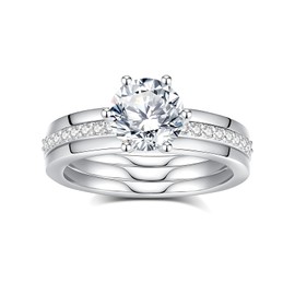 JIEKAYUAN Moissanite Bridal Ring Sets for Women 2.2CTTW (2CT Center) Wedding Ring Set S925 Sterling Silver Engagement Rings for Wife Her Wedding Valentines Anniversary (7.5)