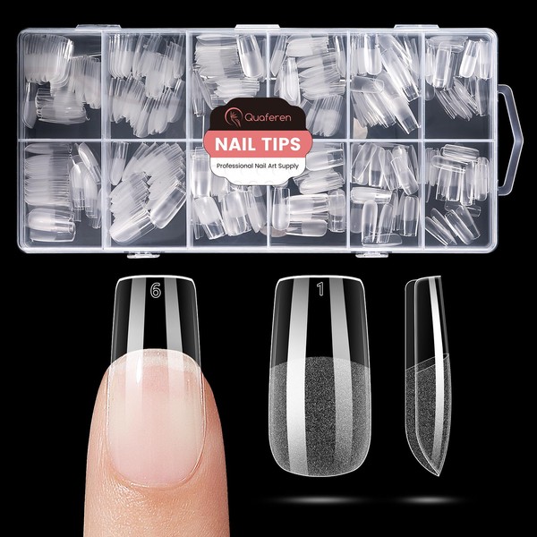 Quaferen Square Nail Tips Medium: 504pcs Pre-shape Acrylic Fake Nail