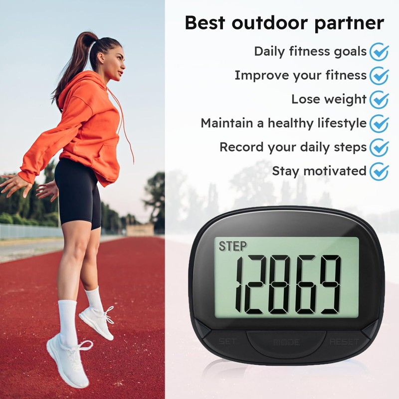 Pedometer for Walking, Large Digital Display and Clip, Pocket Pedometer