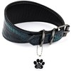 FAVPET Greyhound Wide Leather Dog Collar with QR Code Pendant
