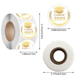 1000PCS Class of 2025 Graduation Stickers, Gold Foil Graduation Envelope Seals for Announcements Congrats Grad Invitation Gift Wrap