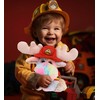 DolliBu Rainbow Floppy Moose Firefighter Stuffed Animal with Name Personalization