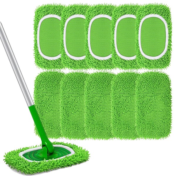 BGSIME 10 Pack Reusable Microfiber Mop Pads Refill for Swiffer