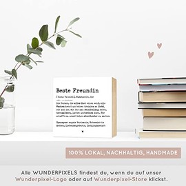 Wunderpixel¬Æ Holzbild Definition Beste Freundin - 15x15x2cm zum Hinstellen/Aufh√§ngen, Fotodruck mit Spruch auf Holz - schwarz-wei√ües Wand-Bild Aufsteller Zuhause B√ºro zur Dekoration Geschenk-Idee