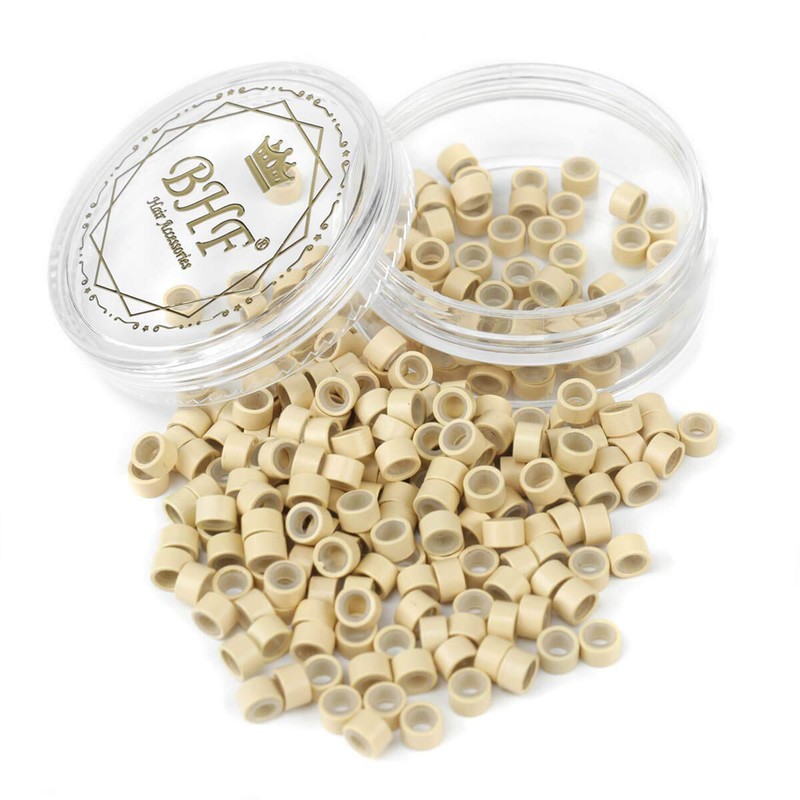 200Pcs Beads Silicone Aluminium Micro Nano Rings 5.0x3.0x3.0 mm Lined