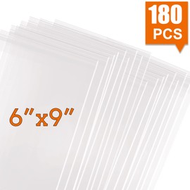 Clear Adhesive Cellophane Bags-180 PCS 6"x9" Self Sealing Bags Good for Bakery, Candle, Soap, Cookie etc.