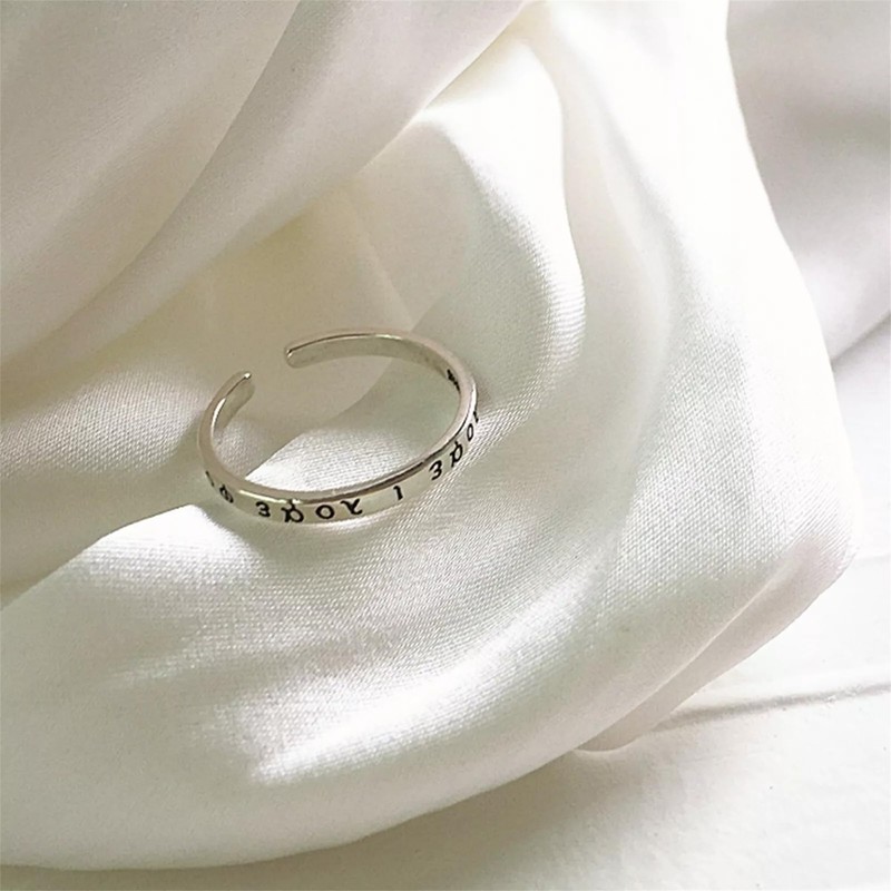 SUGARKITTEN LONDON Sterling Silver Greek Letter Love Forever Open Band