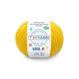 Troyarn Wool Jr (paquete de 4 madejas) 40% lana merina, 20% cachemira, 40% hilo acrílico, peso #1 hilo de punto suave y ganchillo para ganchillo y tejer (4 x 191 yardas) (11112 - amarillo)