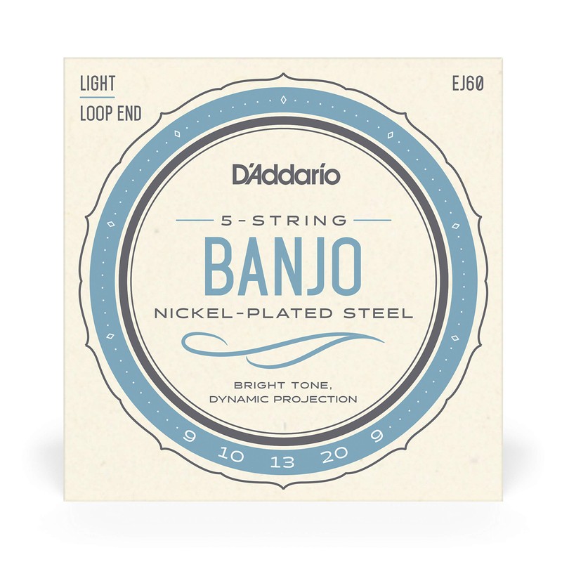 D'Addario Banjo Strings, Nickel-Plated Steel, EJ60, Light Gauge 9-20, 5-String