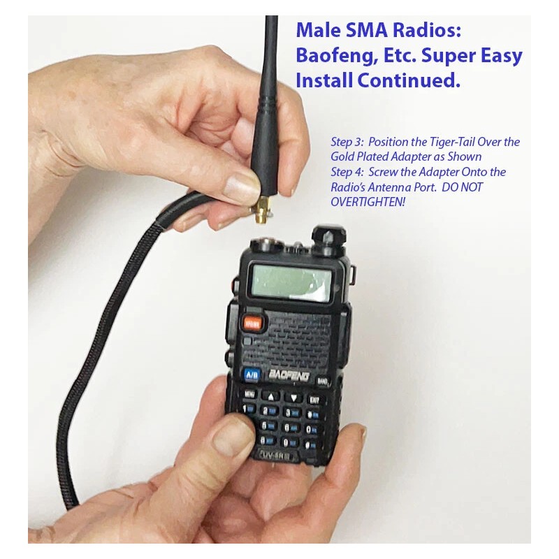 Radio-Tecs HAM Antenna Tactical Counterpoise Tiger Tail Tri-Band Both SMA