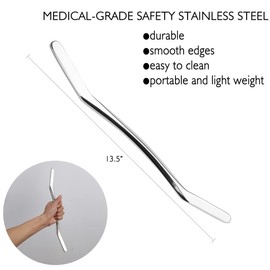 NZNZ WAXOD Muscle Scraper Tool Stainless Steel Gua Sha Massage Tool IASTM Tool Soft Tissue Therapy Used for Back, Legs, Arms, Shoulders, Neck (Long Bar)