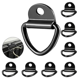 APKOL Pack of 8 V Mounting Ring Lashing Eyelet, V Ring Made of Stainless Steel with Load 400 kg for Securing Loads in Cars, Trucks, Kayaks and Trailers, Black