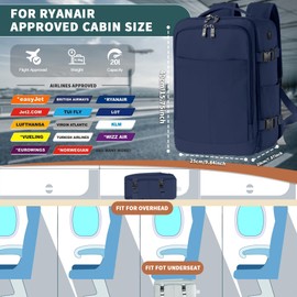 WOUIYO for Ryanair Cabin Bags 40x20x25 Underseat Carry Ons Bag Hand Luggage Bag Travel Backpack Cabin Size Under Seat Cabin Bag for Ryanair Backpack with Charging Ho