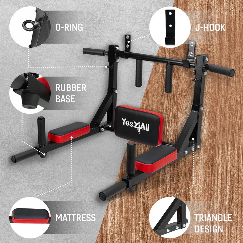 Yes4All Multifunctional Wall Mounted Pull Up Bar Chin Up Bar