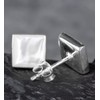 Mother of Pearl Stud Earrings Square - 925 Sterling Silver