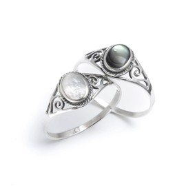 Silverly Women's .925 Sterling Silver White Mother Of Pearl Shell Cute Ring