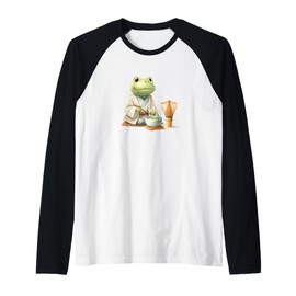 Fun Tea Ceremony Costume for Japan and Frogs Lovers Raglan Baseball Tee