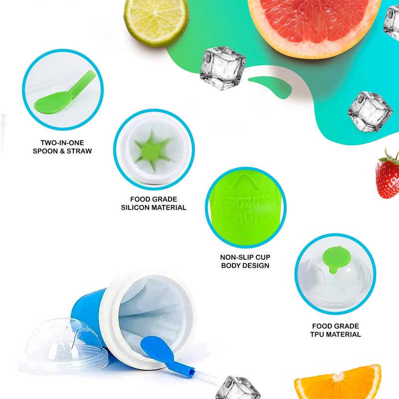 Slushy Cup (2 Pack) & Slushy Maker Portable Smoothie Slushie