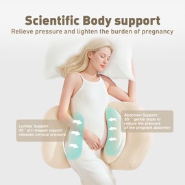 SEEDNUR Maternity Pillow for Side Sleeper, Double-Sided Pregnancy Pillow, Detachable and Adjustable Body Pillow Support for Back, Belly, Waist, Machine Washable, Suitable for All Seasons, Yellow