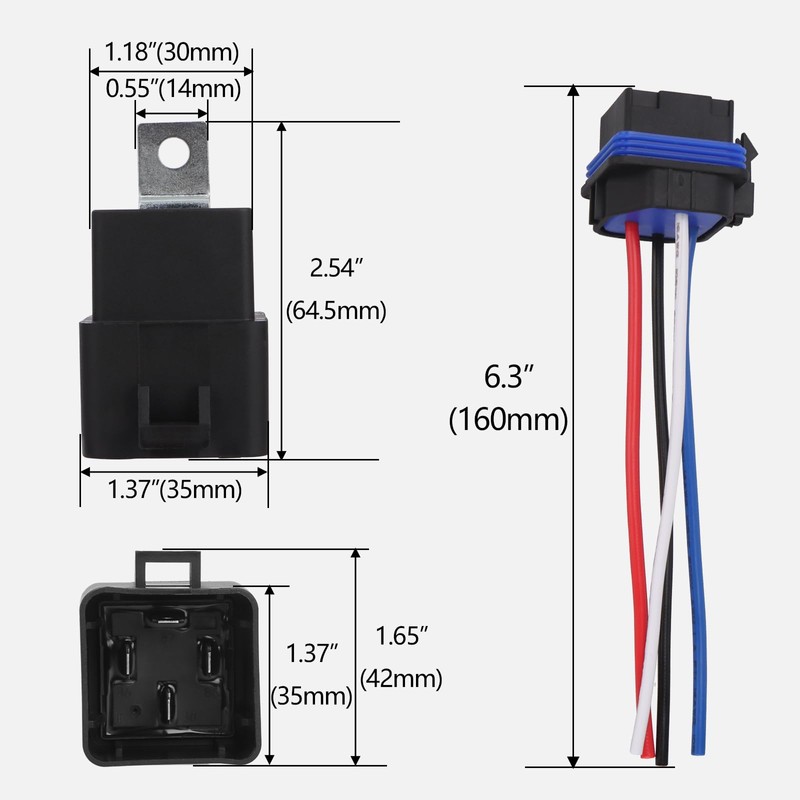 Weasch Waterproof Relay Kit, 12V 40A, 4 Pin SPST, Heavy