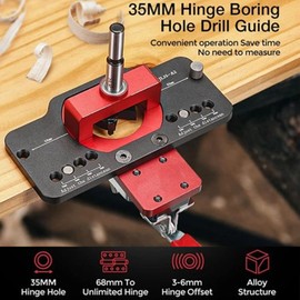 Hinge Jig Drilling Hole Puncher, 35mm Aluminum Alloy Hinge Jig, Cabinet Door Boring Drilling Hole Puncher, Accurate Locking Door Cabinet Hinge Jig Mounting Kit