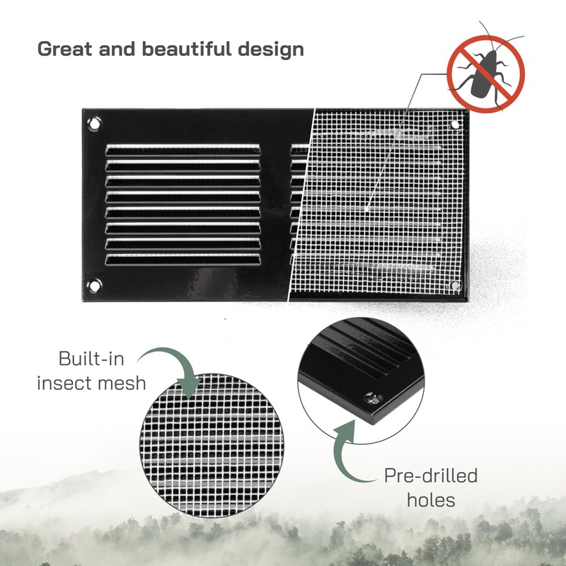 Vent Systems 20x10cm Air Vent Covers - Black - Metal