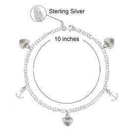 Savlano 925 Sterling Silver 10 Inches Pendant Charm Chain Summer Anklet for Women Comes With Gift Box (Heart Ancor)
