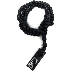Muslim Wooden Tasbih 99 Rosary Beads Amn081 Printed Picture Tag Islam Prayer Zikr Misbaha Ramadan Gift (Black)