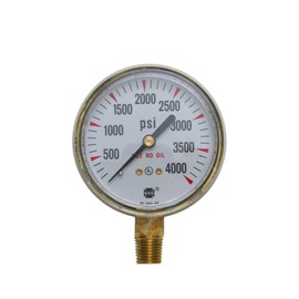 Ametek USG Model P-601 2.5in 0-4000 PSI Brass Compressed Gas Pressure Gauge