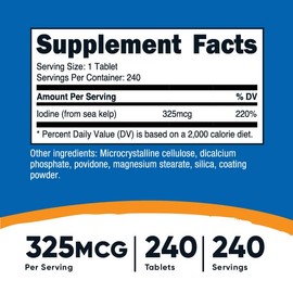 Nutricost Iodine (Natural Iodine from Sea Kelp) 325mcg, 240 Tablets - Non-GMO, Gluten Free