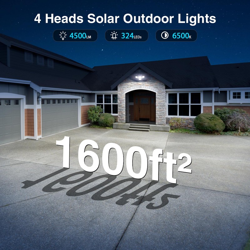 SZPOWER 4500LM Solar Lights Outdoor Waterproof, 254 LED Solar Flood