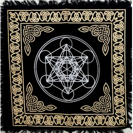 Altar Table Cloth Tarot Alter for Cards Reading Witchcraft Witchery Supplies Celestical Place Home Napkin Divination Wiccan with Fringes Pentagram 18 by 18 inches