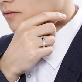 KONFEN 2Pcs Cubic Zirconia Couple Rings Set, Thumb Rings with Adjustable Open Couple Rings for Men and Women, His and Her Letter Hypoallergenic Matching Ring for Anniversary