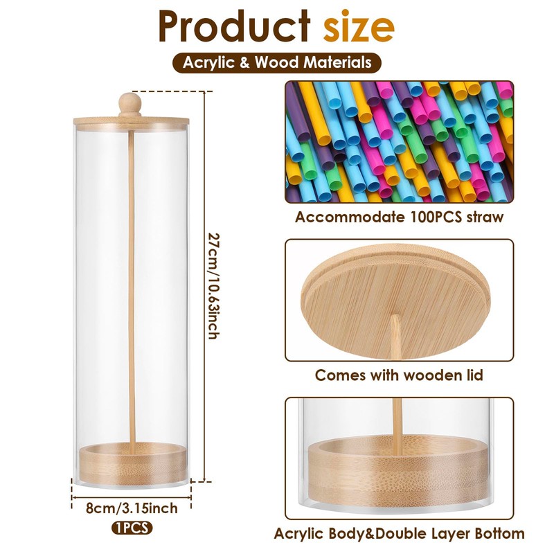 FwQoFvk Straw Holder Dispenser, Drinking Straw Organizer Container, Practical and