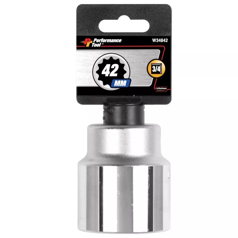 Performance Tool W34842 3/4-Inch Drive 12-Point Standard Socket 42mm